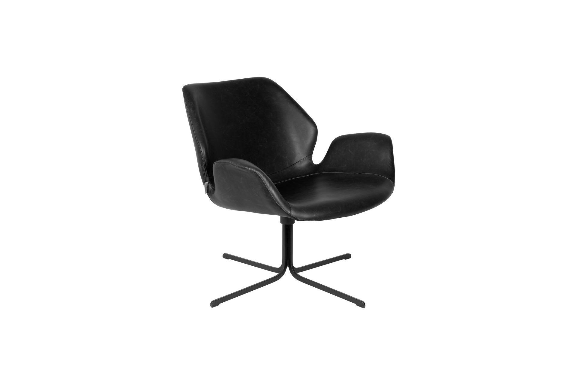NIKKI - Fauteuil lounge en cuir noir