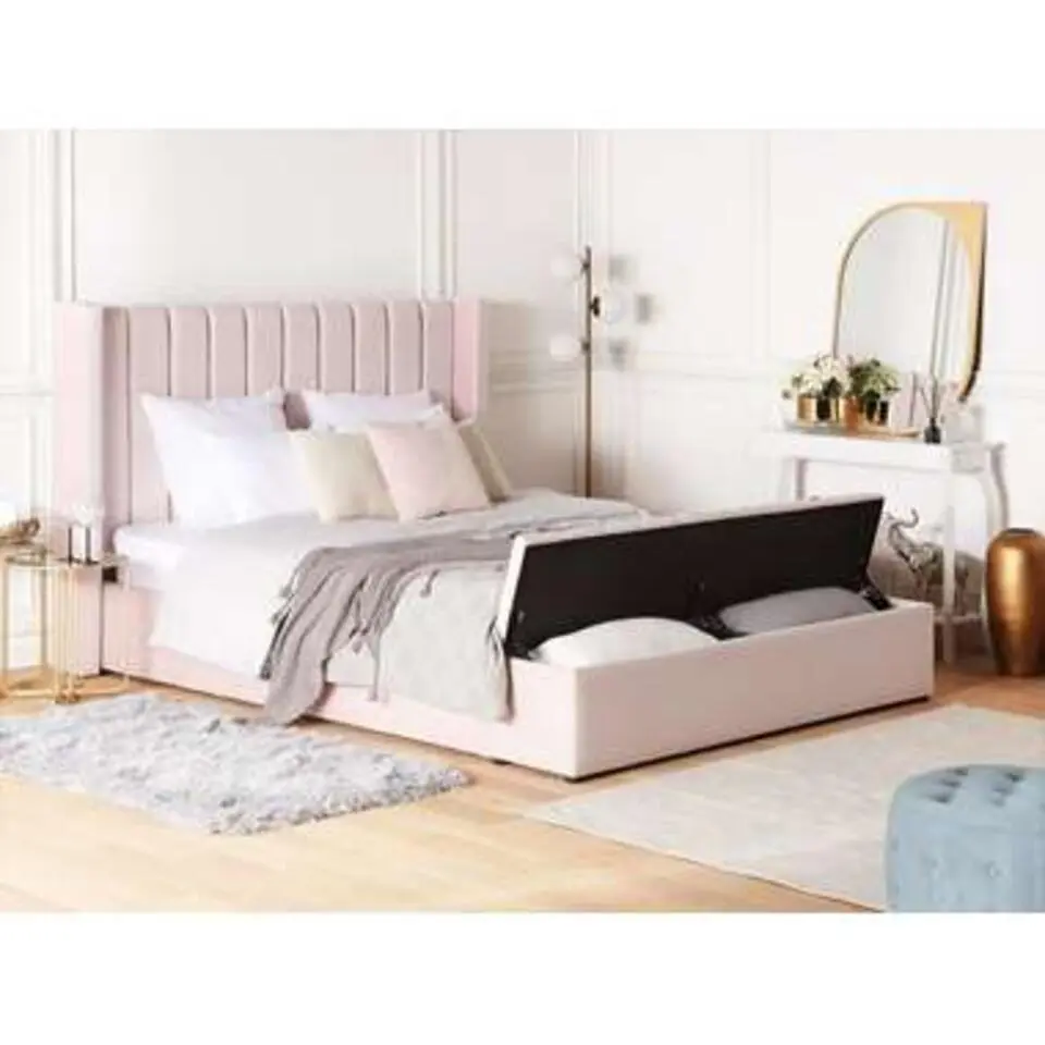 NOYERS - Bed met opbergruimte - Roze - 160 x 200 cm - Fluweel