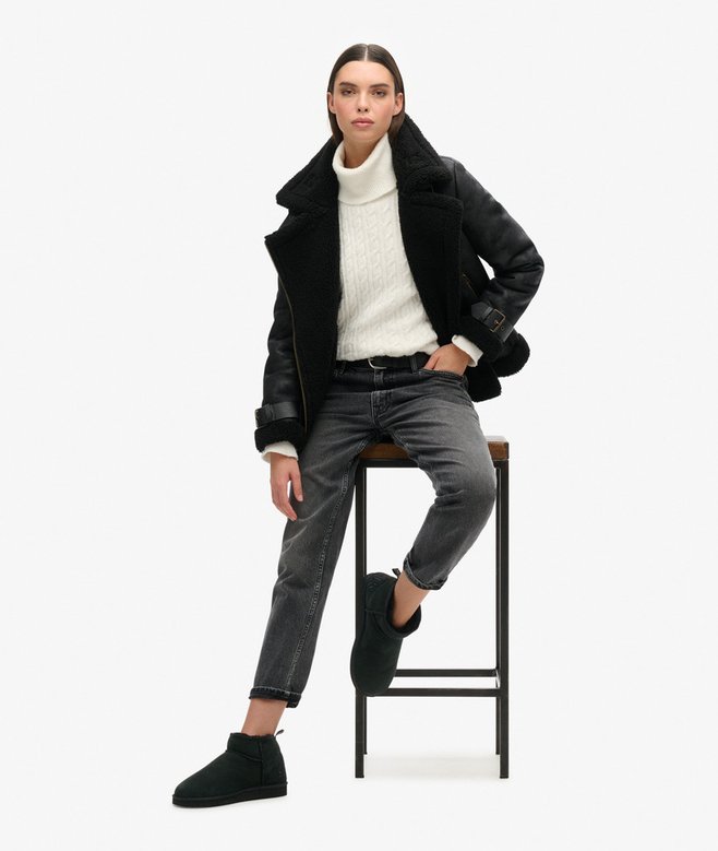 Suede Sherpa Mini Boots