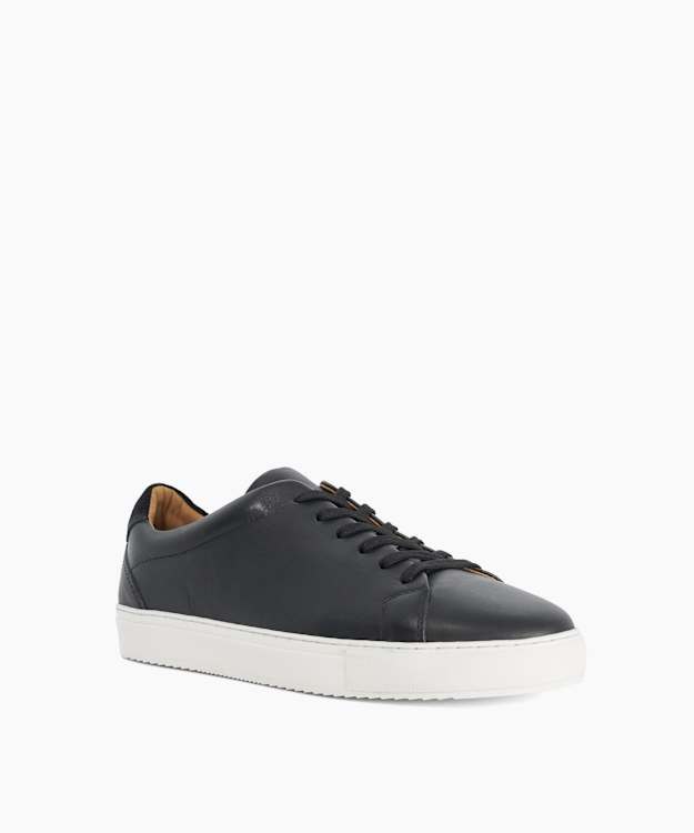 Trevons Black - Leather Cup Sole Trainers