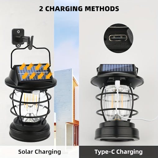 NNETM Black Solar Powered LED Camping Light