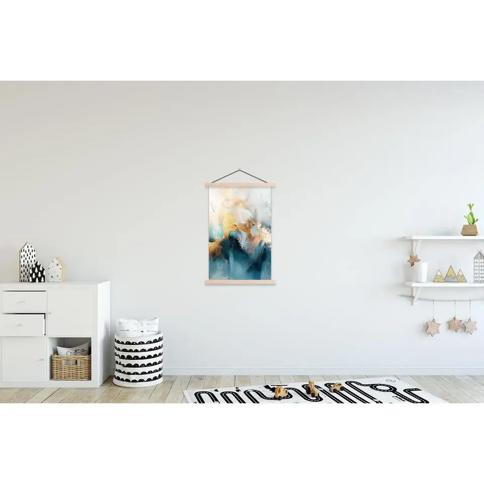 MuchoWow - Schoolplaat/ wandhanger - Abstract - Kunst - Gold - Blauw -