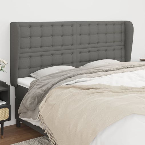 NNEVL Headboard with Ears Dark Grey 163x23x118/128 cm Fabric