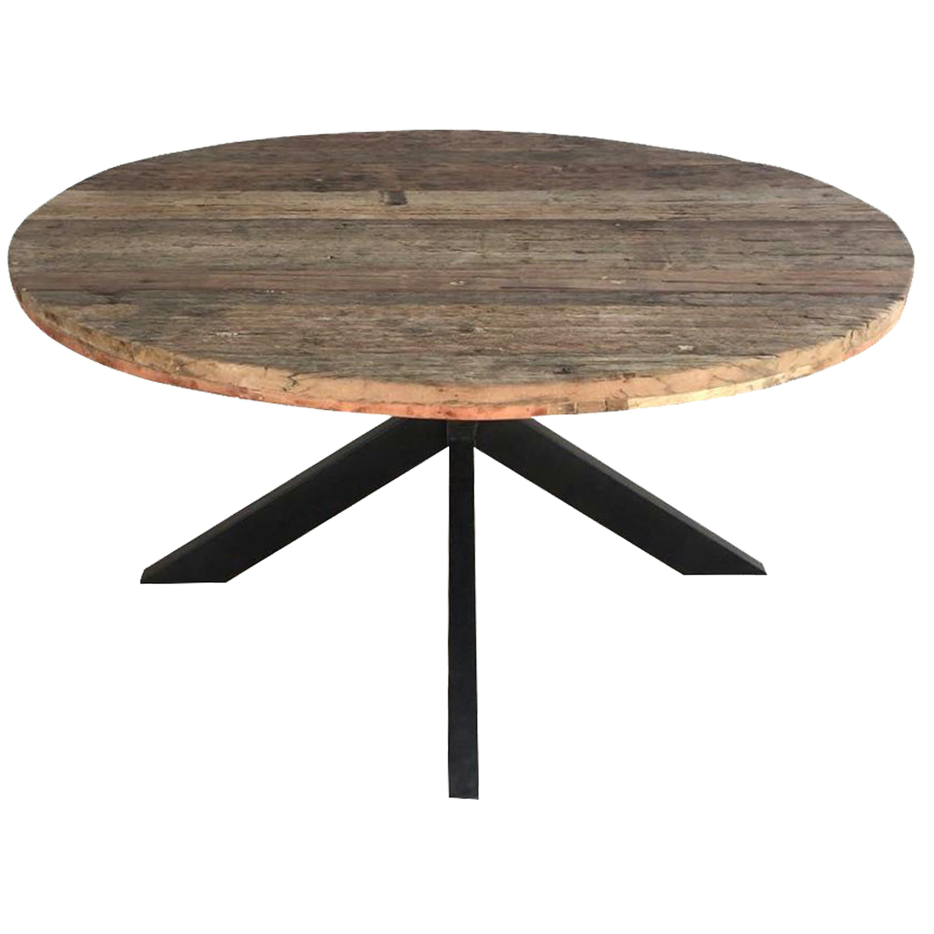 RIVERWOOD - RIVERWOOD-Table à manger ronde 6/8 personnes D150 Spider, Bois recyclé