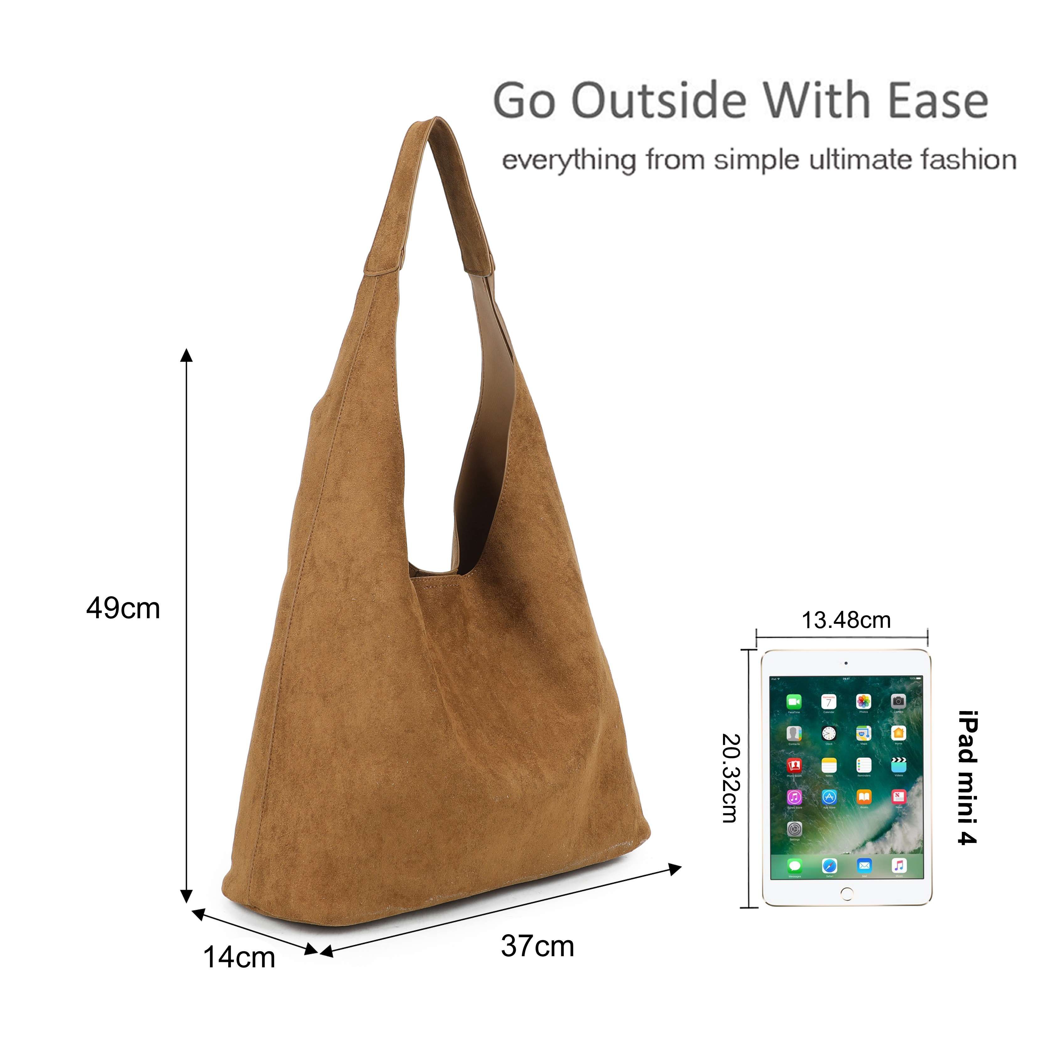 Kitise 2In1 Faux Suede Tote Bag with Large Pouch Crossbody Handbag