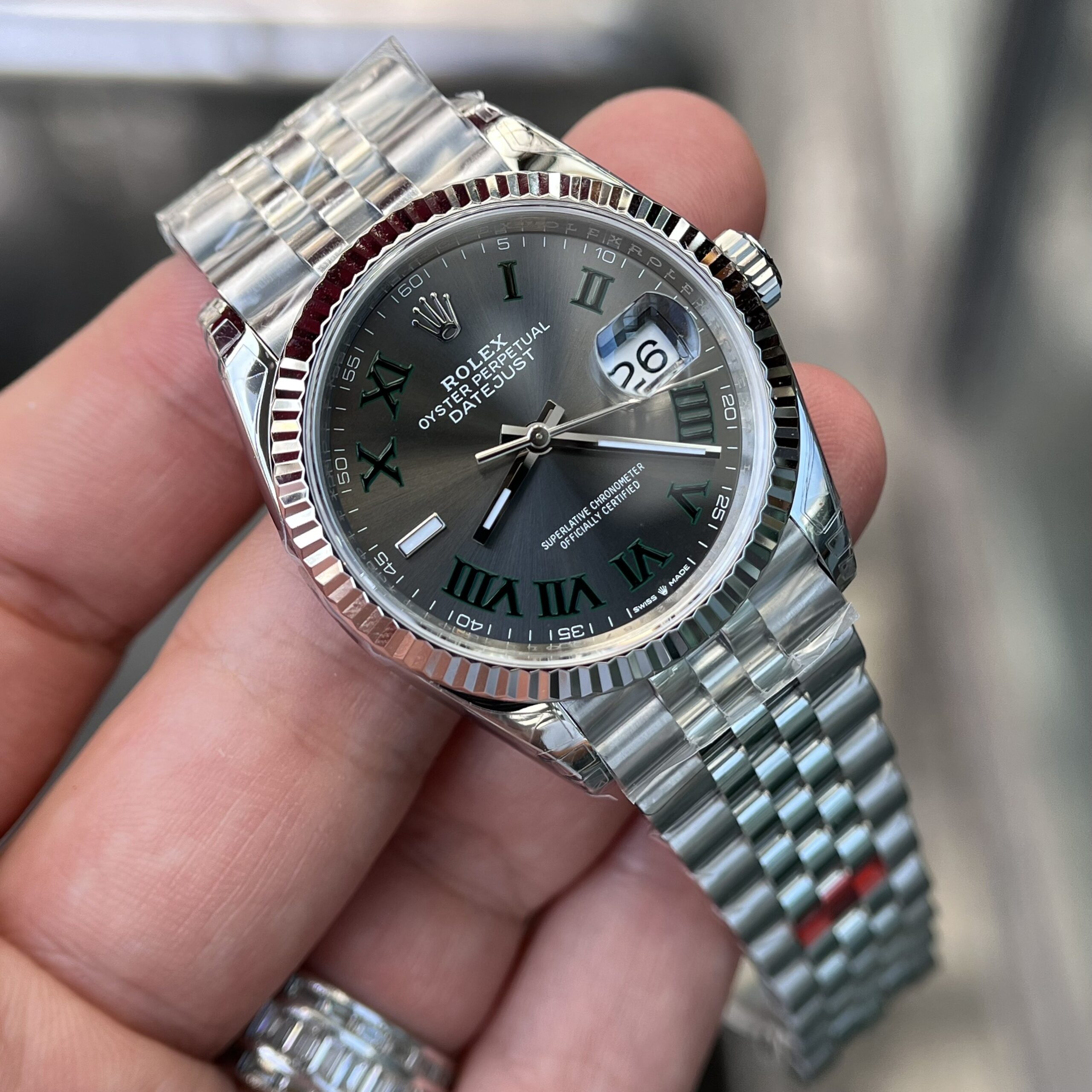 Rolex Datejust 126234 904L Steel Wimbledon Grey Dial 36mm Jub Super Clone