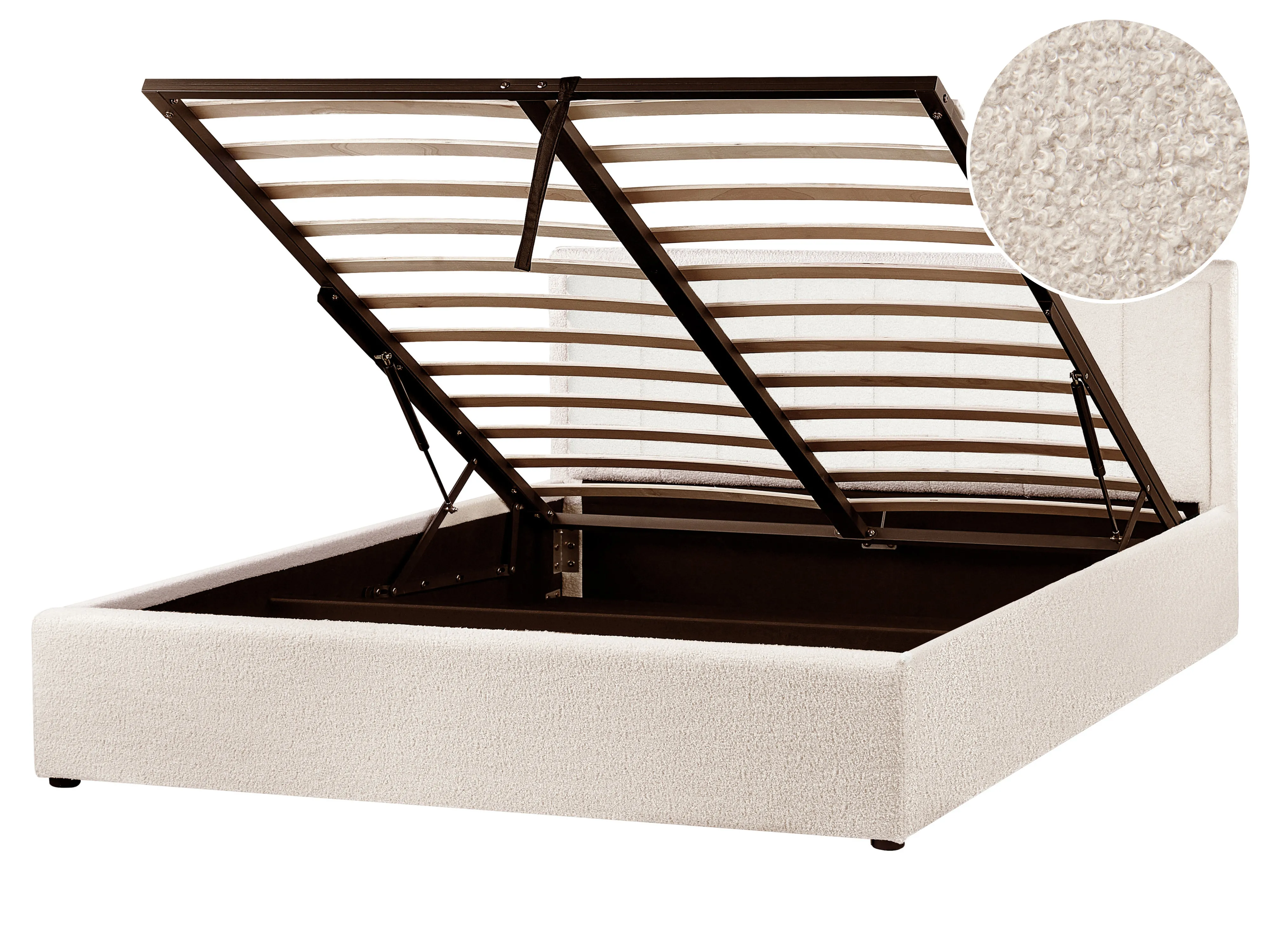 Ottoman Bed Boucle MONTLAUR 140 x 200 cm (EU Double) Beige