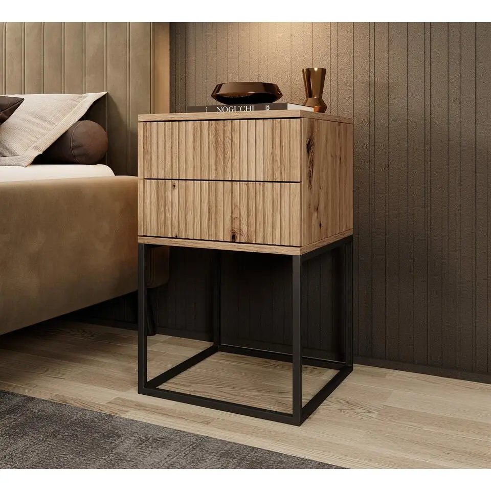 Meubella - Nachtkastje Sylvester 7 - Eiken - 40 cm