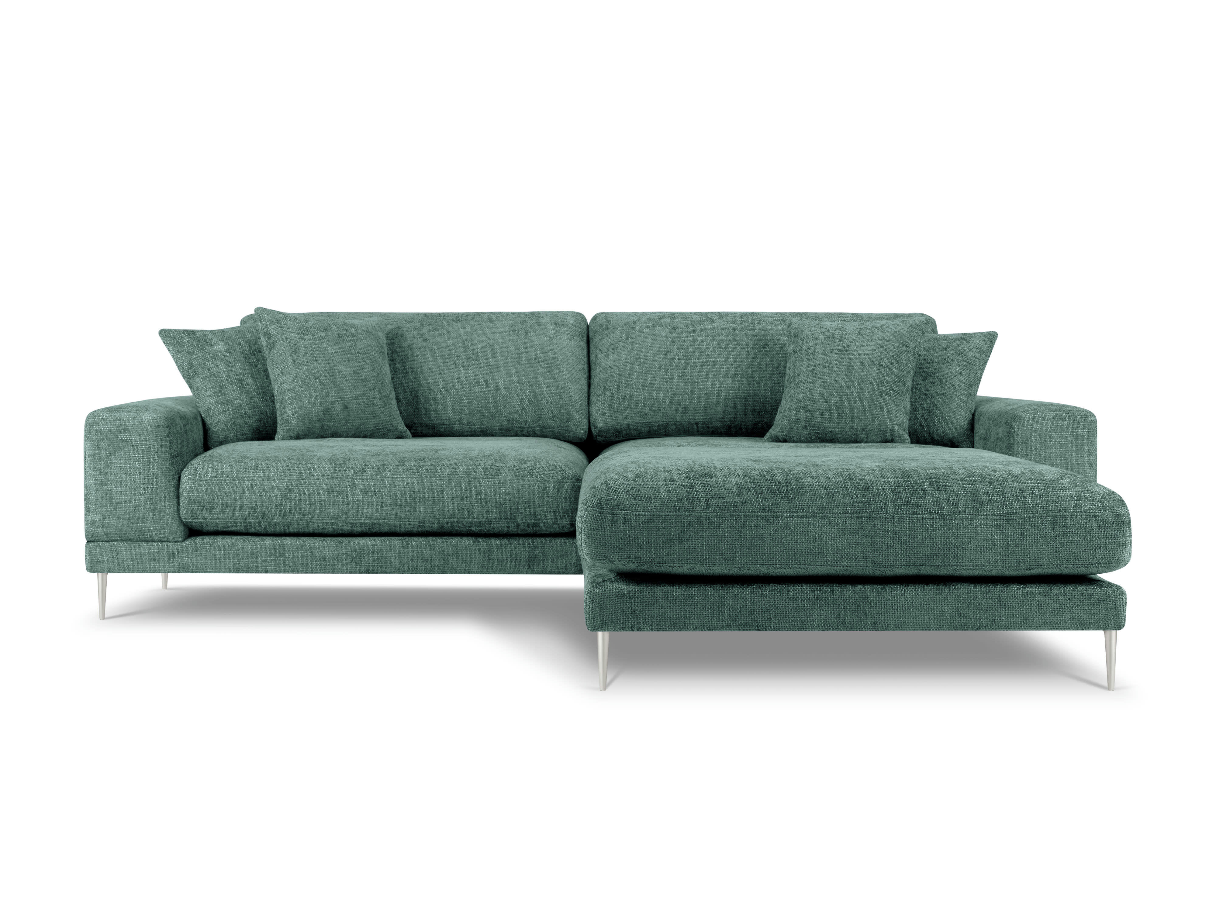 JOG - Canapé d'angle droit 5 places en tissu structuré menthe