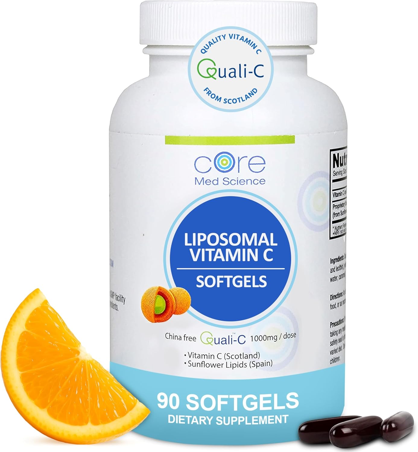Core Med Science Liposomal Vitamin C 1000mg, 90 Softgels - Non-GMO Natural Liposomal Vitamin C Supplement that Promotes Healthy Skin - Immune System Booster for Adults, Supports Collagen Formation