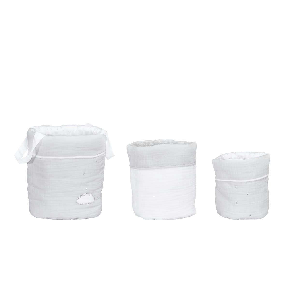 LILY - Lot de 3 paniers de rangement en coton