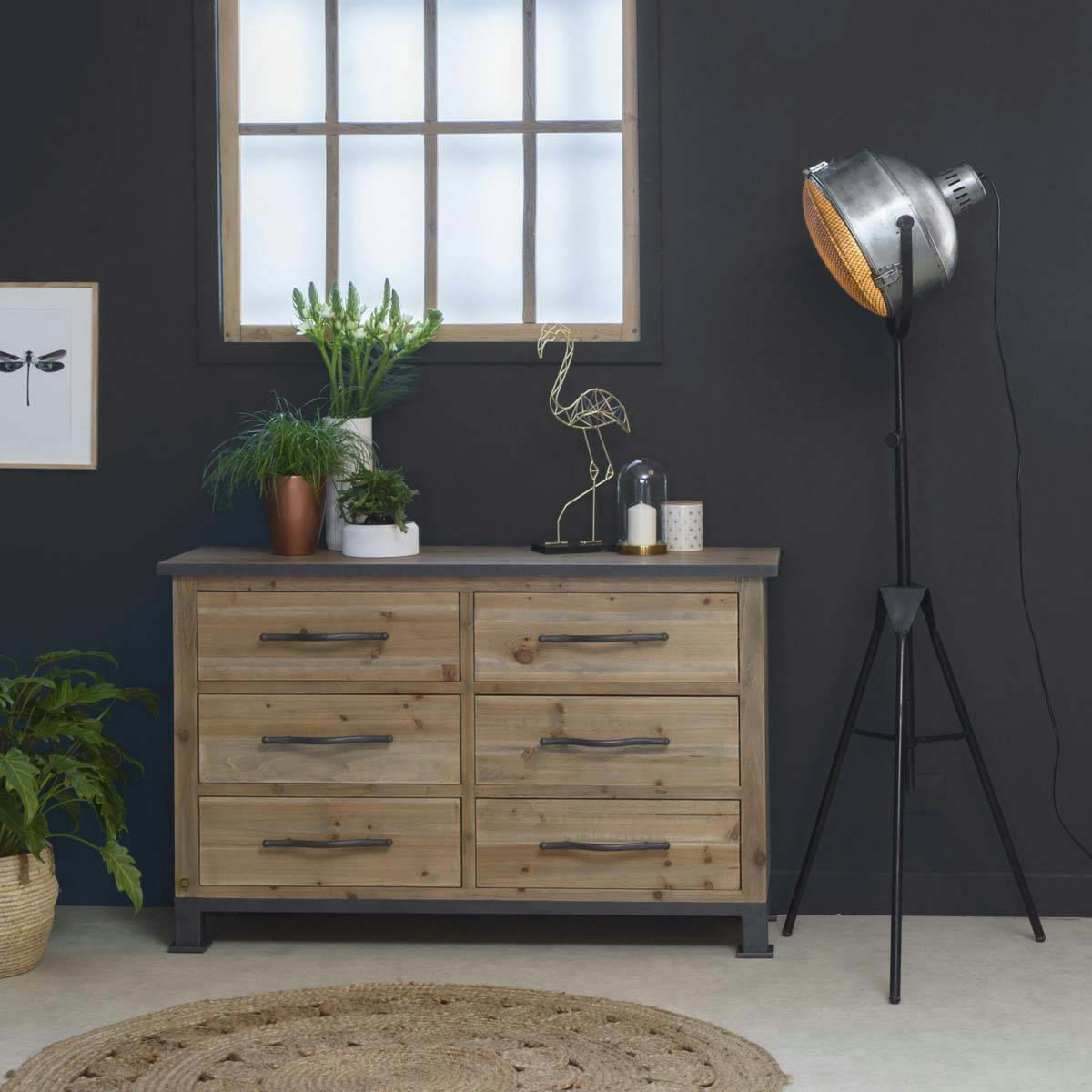 MIM - Commode en bois marron 120 cm