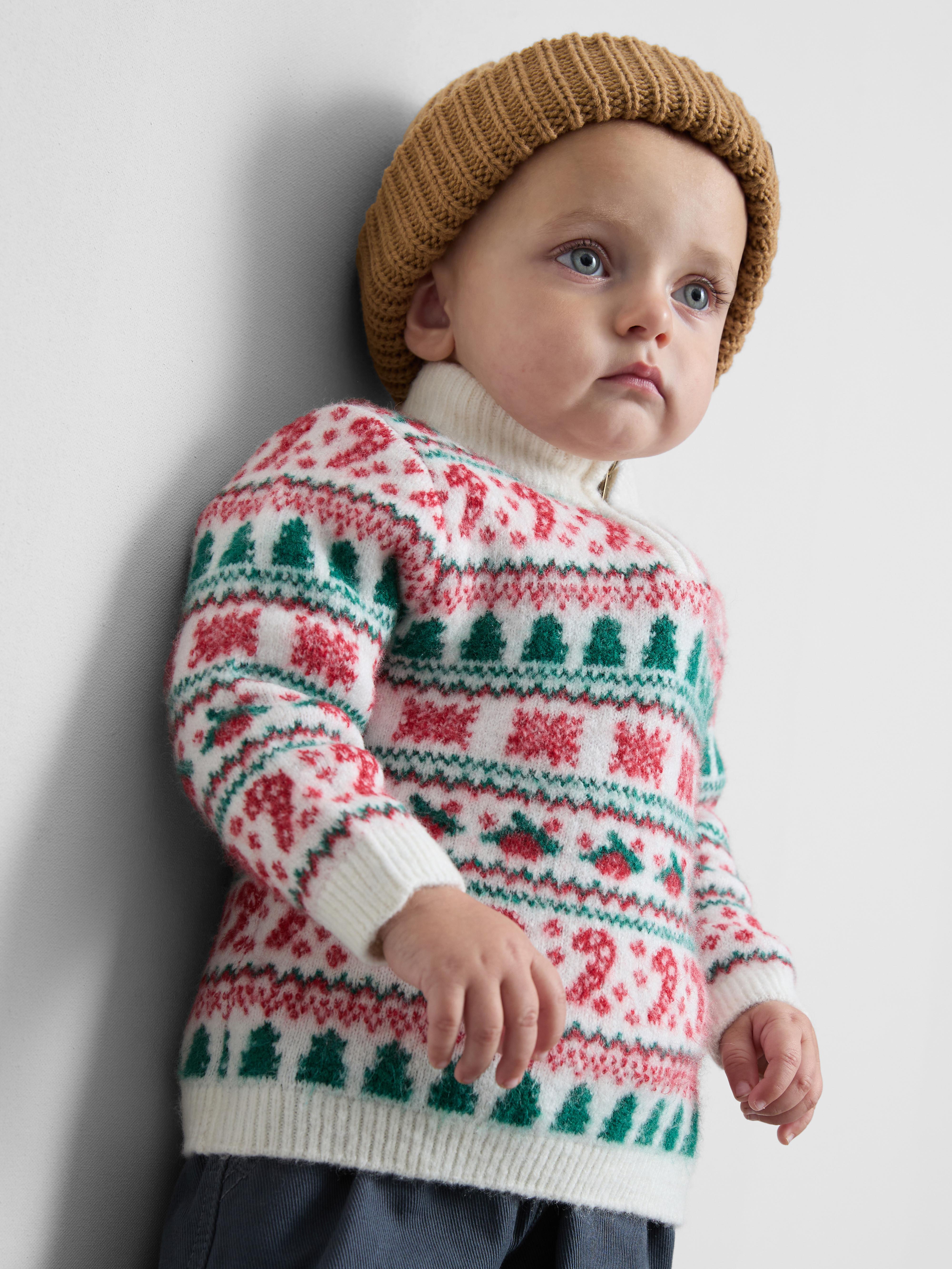 0-36mths | Baby's Candy Cane Fair Isle Family Christmas Sweater