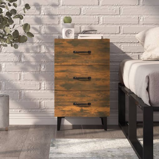 NNEVL Bedside Cabinet Smoked Oak 40x40x66 cm Engineered Wood