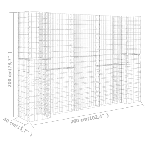 NNEVL H-Shaped Gabion Planter Steel Wire 260x40x200 cm