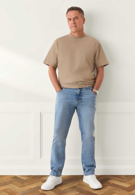 Mens Light Blue Plain Ollie Straight Leg Jeans