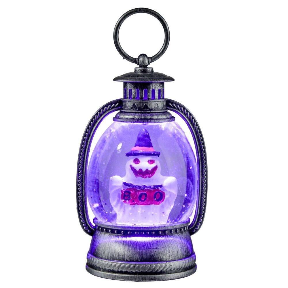 Lanterne déco LED Halloween fantôme boule à neige 8x6xH12cm