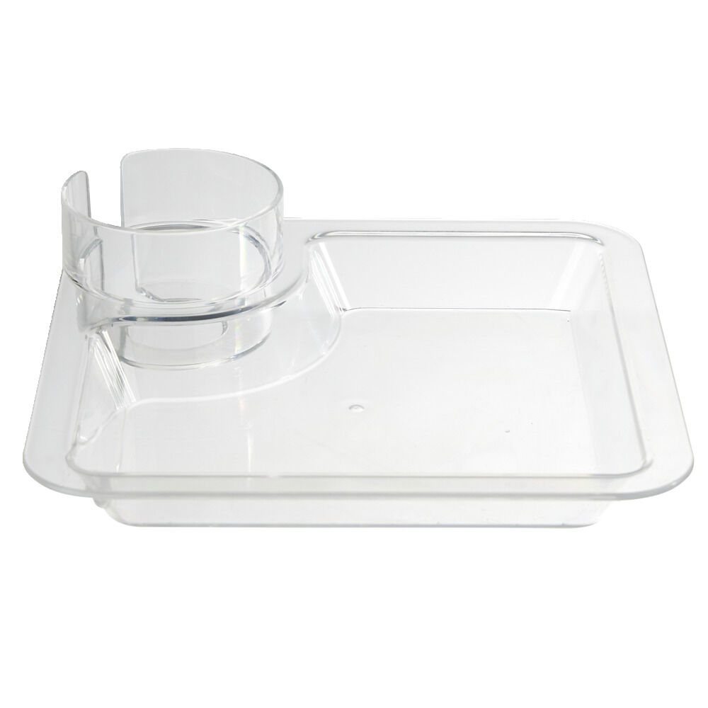 Plateau repas carré transparent avec compartiments 20x20cm