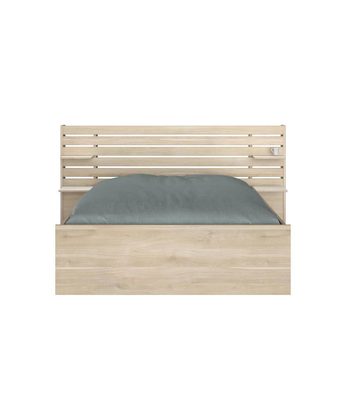 ESCALE - Lit couchage 140x190-200 cm 2 tiroirs effet bois