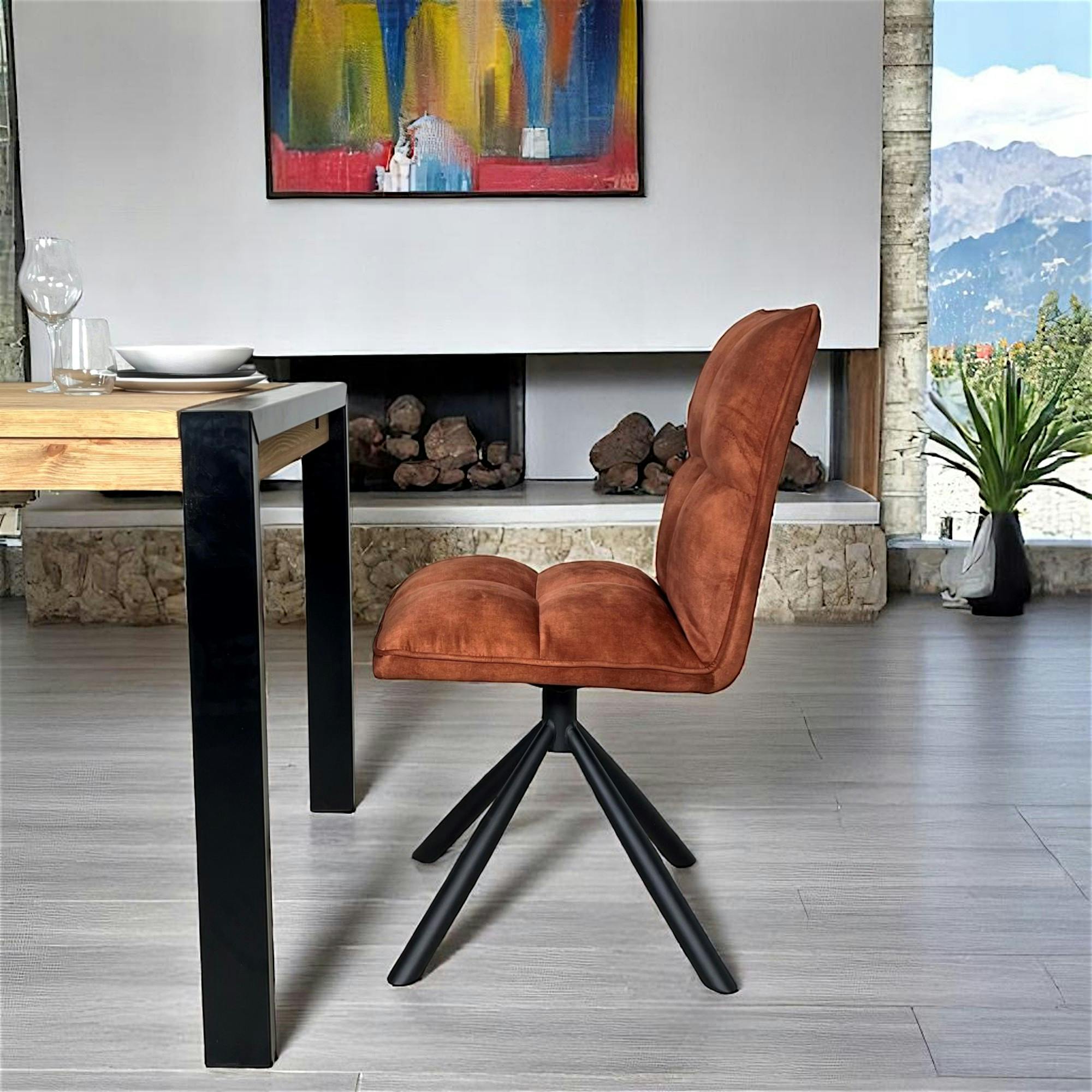 Chaise rotative tissu rouille (lot de 2) IENA