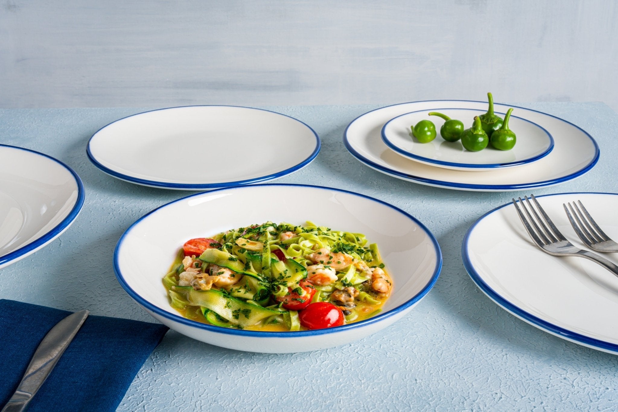 Bonna Dinerbord - Linea Blue - Porselein - 30 cm - set van 6