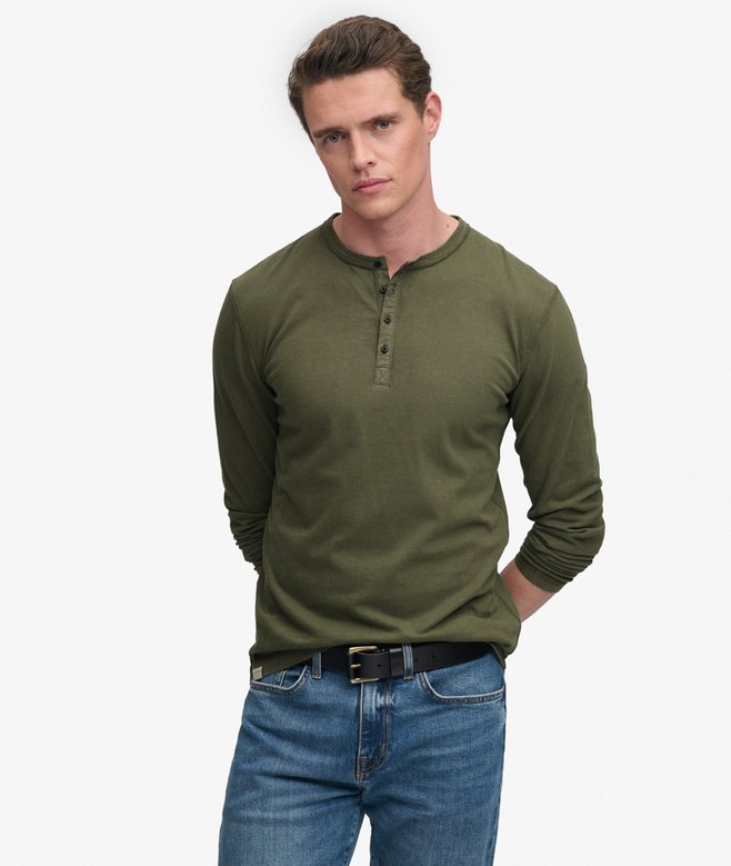 Slub Long Sleeve Jersey Henley Top