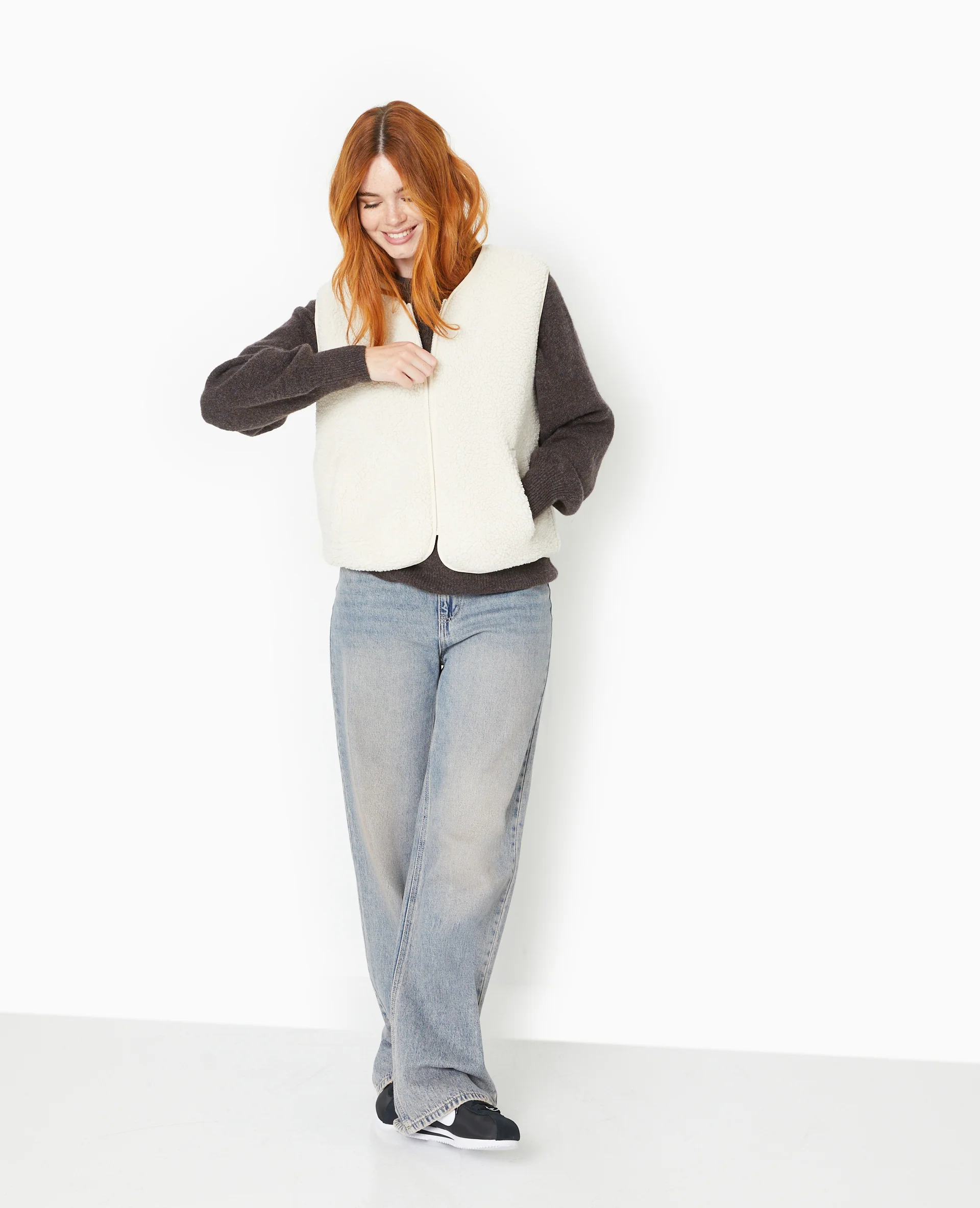 Gilet sans manches en sherpa effet mouton