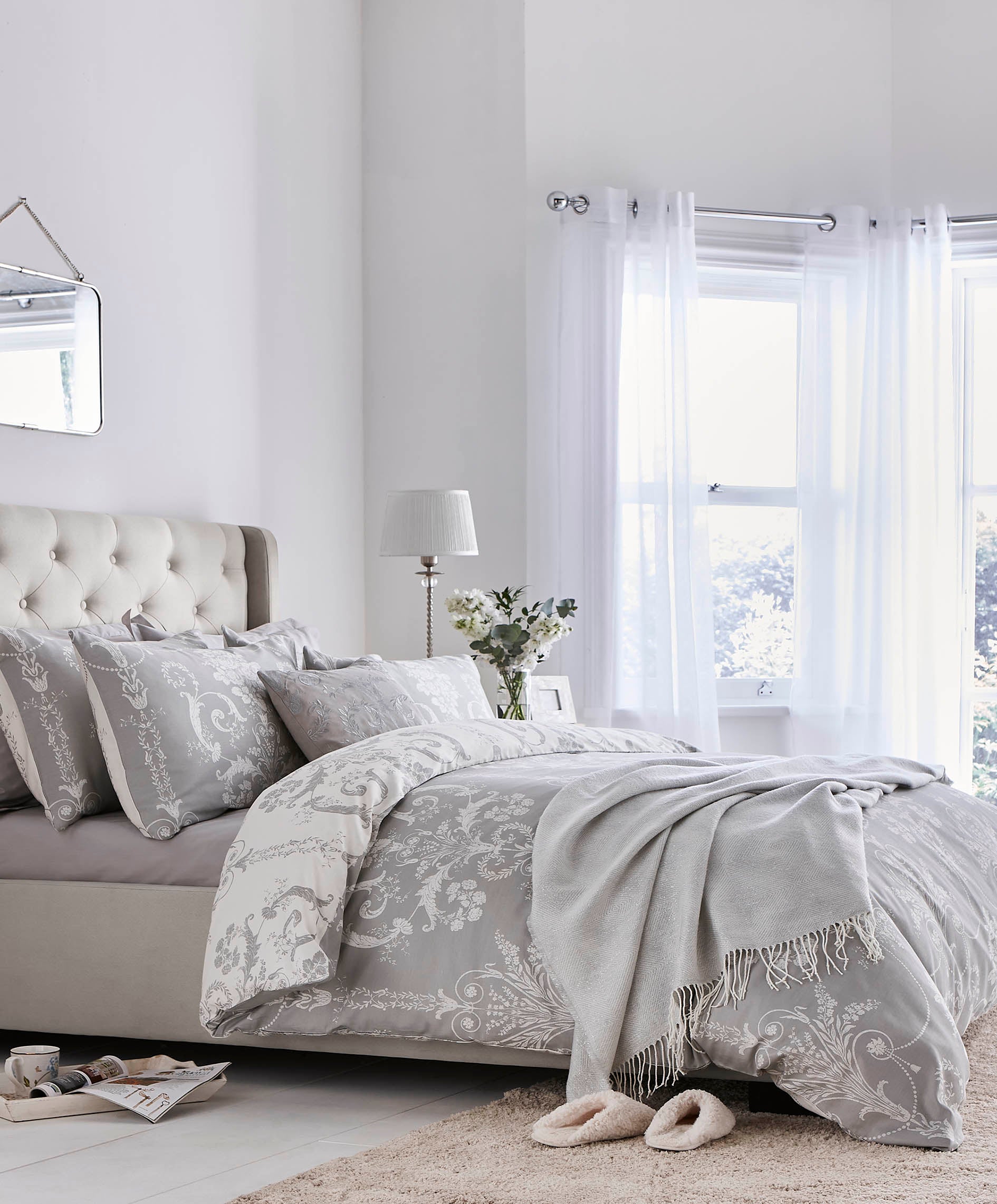 Laura Ashley Dekbedovertrek tweepersoons Josette Steel 200cm x 200cm