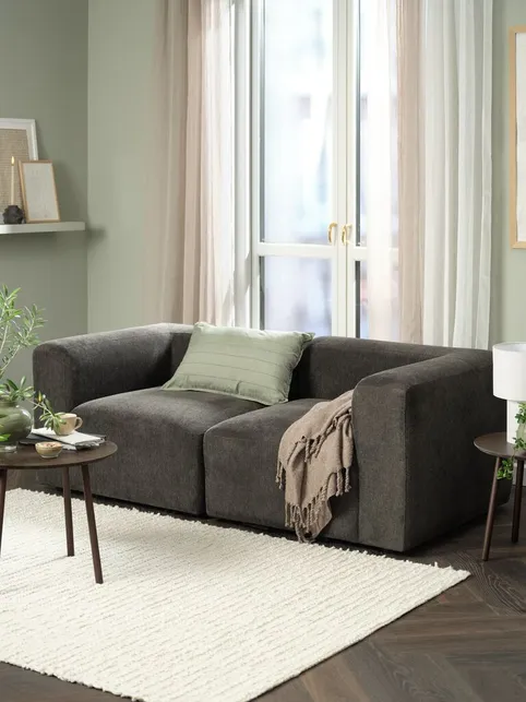 Modulsofa SKEJBY 2 pers. mørkebrunt stof