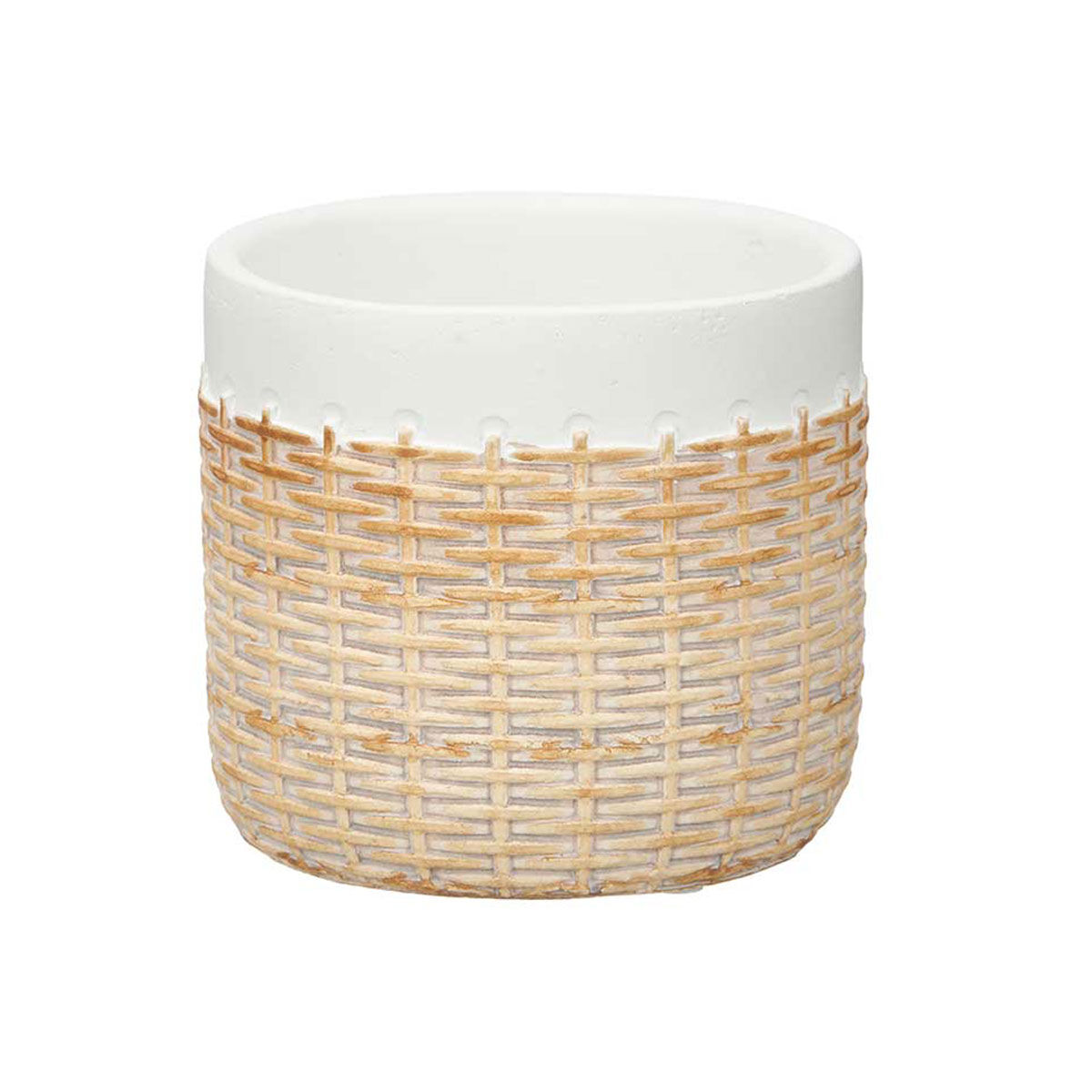 Vaso branco com efeito rattan 12cm