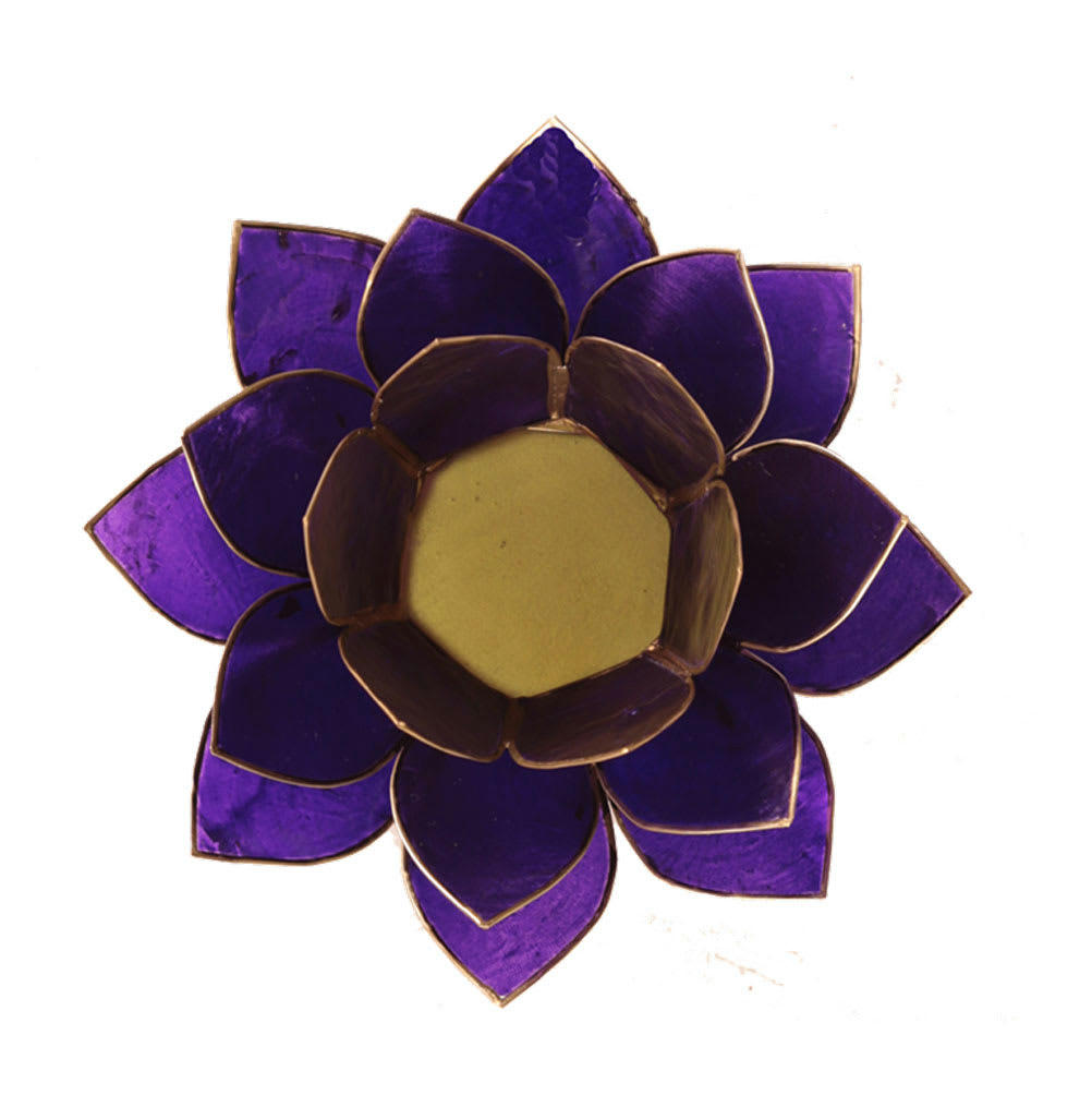 LOTUS - Porte bougie fleur de lotus violet et argent