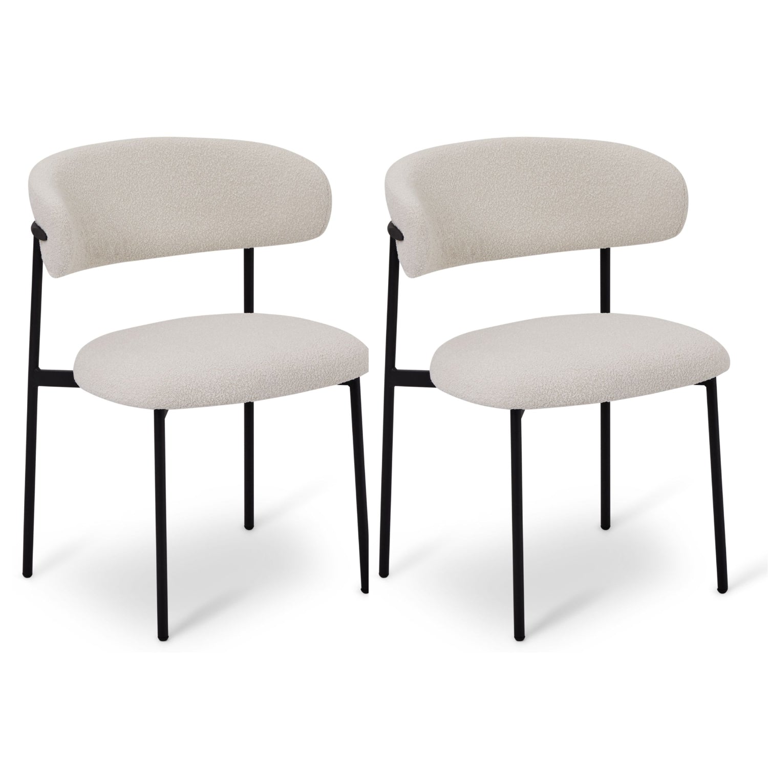 Furnhouse eetkamerstoel Diana - Crème wit - Stof (Bouclé) - Set van 2