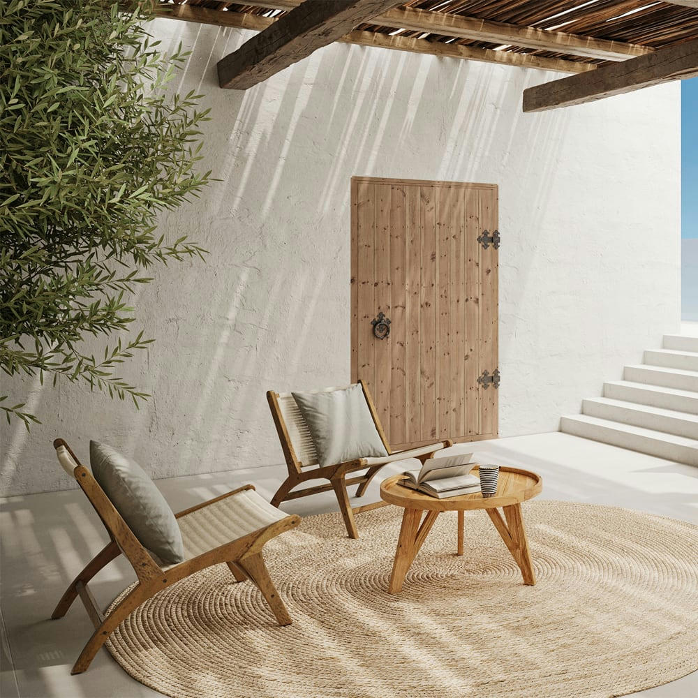 SURI - Table basse ronde en bois de teck recyclé D70 cm