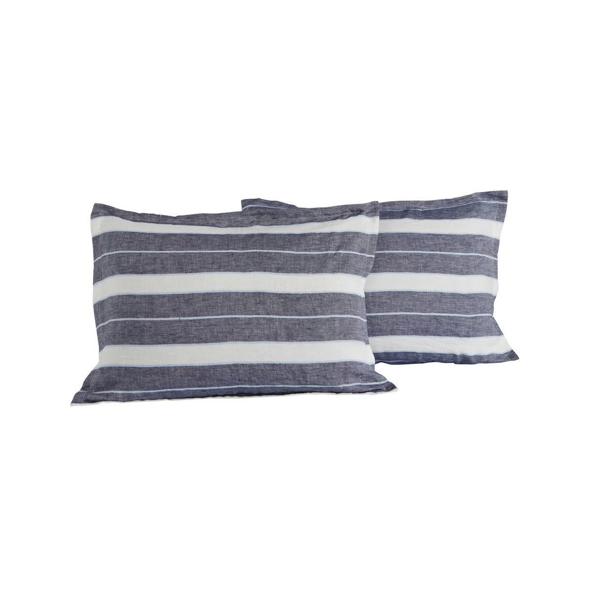 TEKSADA HORIZON - 2 taies d'oreiller en lin lavé/coton Indigo 50x70 cm