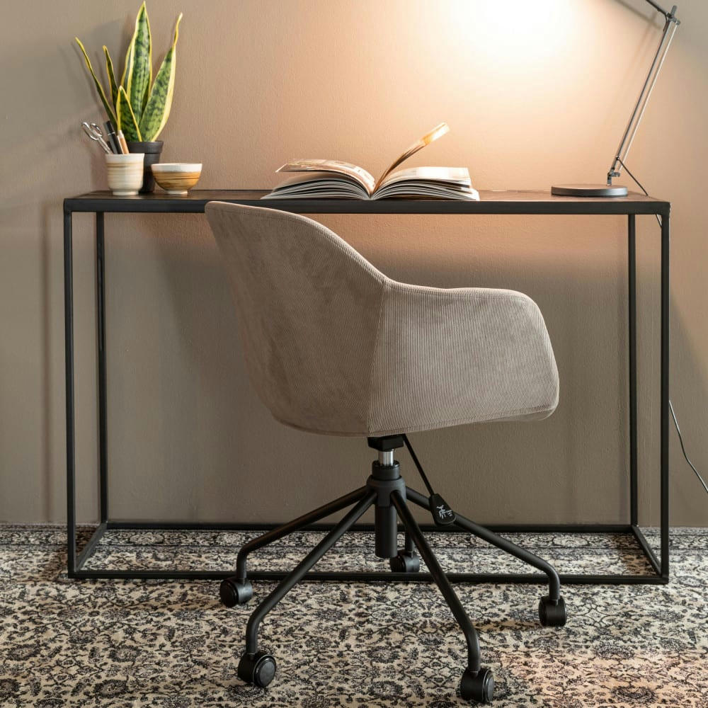 JUNZO - Chaise de bureau pivotante à roulettes taupe