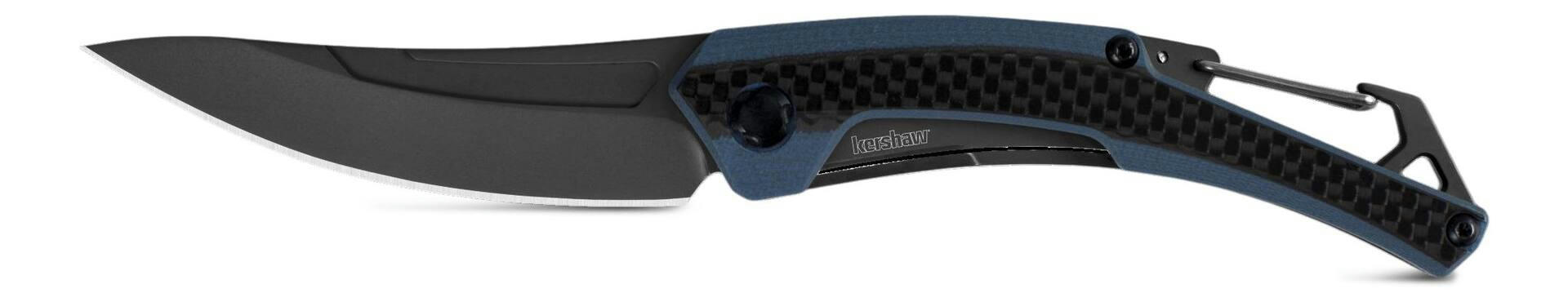 Kershaw Reverb XL Pocket Knife with Belt/Pocket Clip, Boxed, Steel, 3-in, Blue/Black