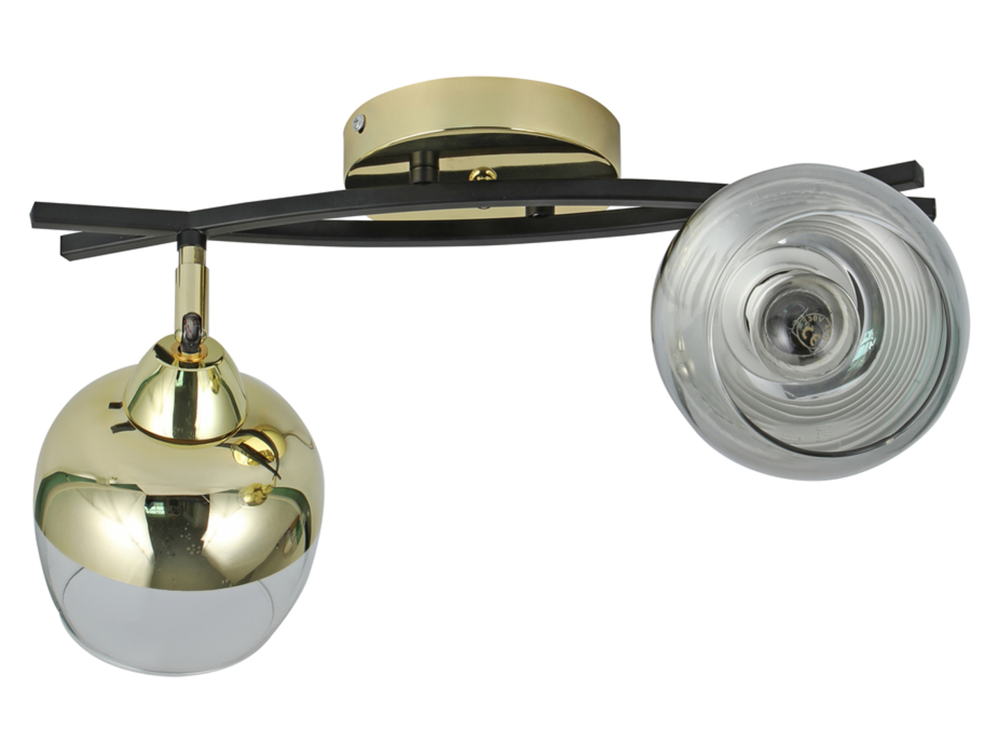 Lampa sufitowa Momo 2-punktowa metalowa czarno-złota
