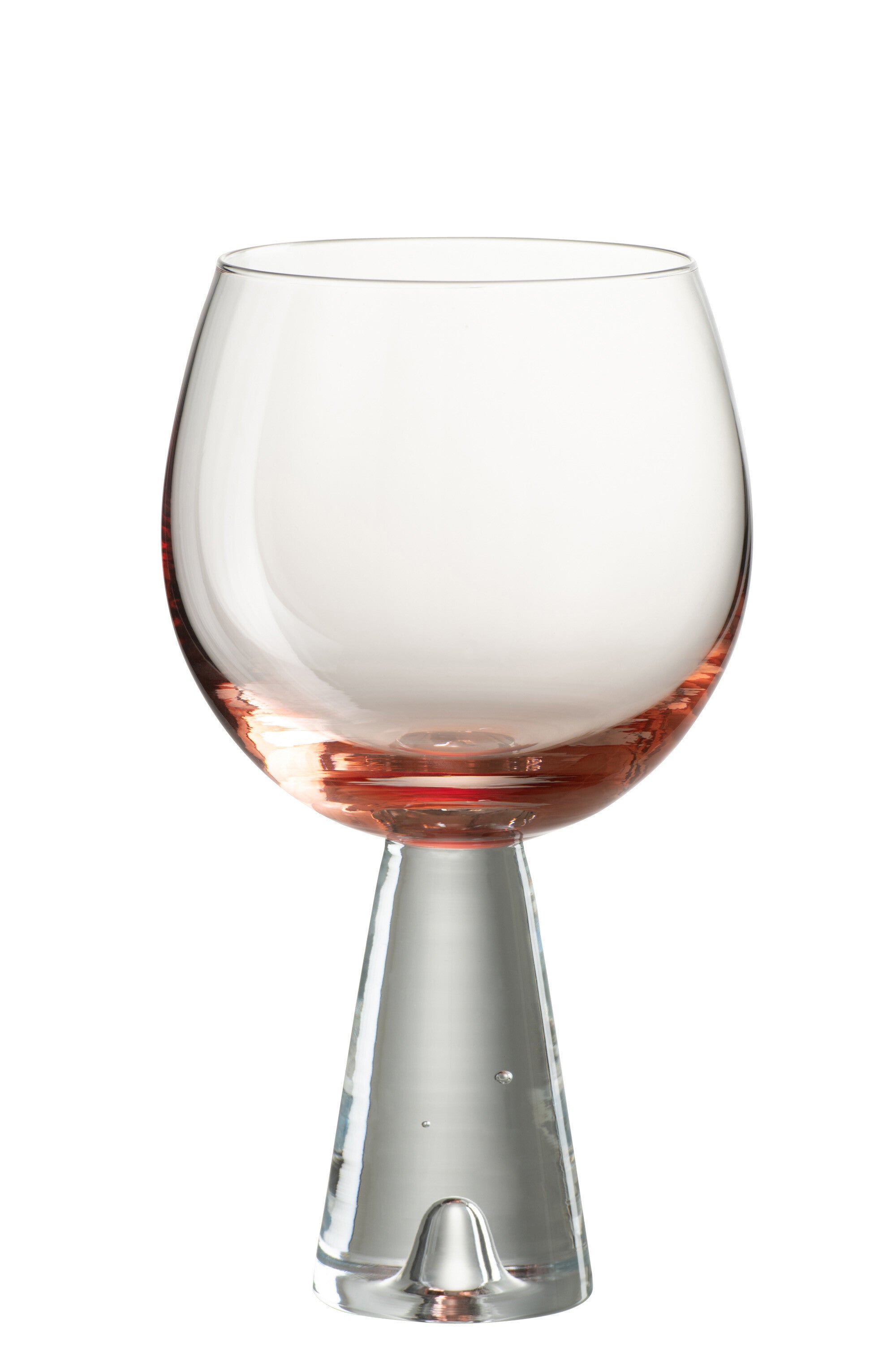 J-Line wijnglas Daen - glas - transparant/oranje - 4 stuks