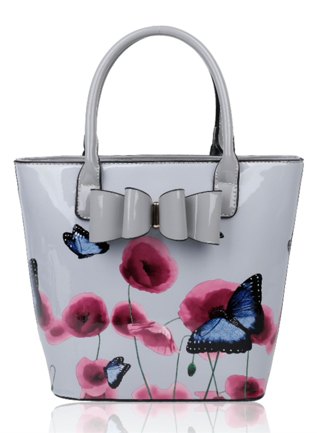 Fontanella Fashion Amapola 2IN1 Poppy Flower & Buttlefly Bucket Shaped Top-Handle Bag With Purse Set