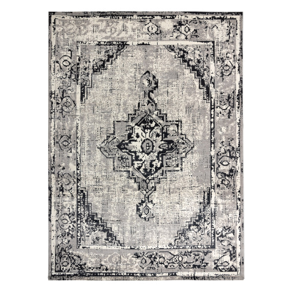 Dywan Vintage Ramka rozeta przecierany 22235556 szary / czarny 120x170 cm