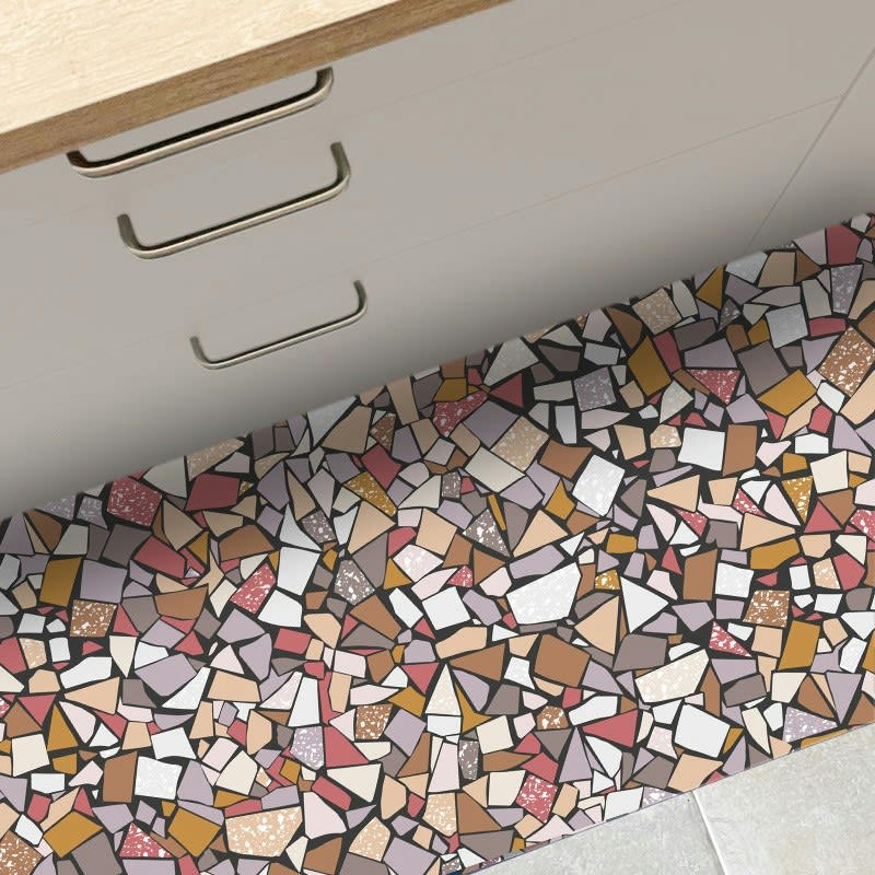 FRAGMENTS ROSE - Tapis Vinyle Médium bis l 50xL200cm Multicolore Mosaïque