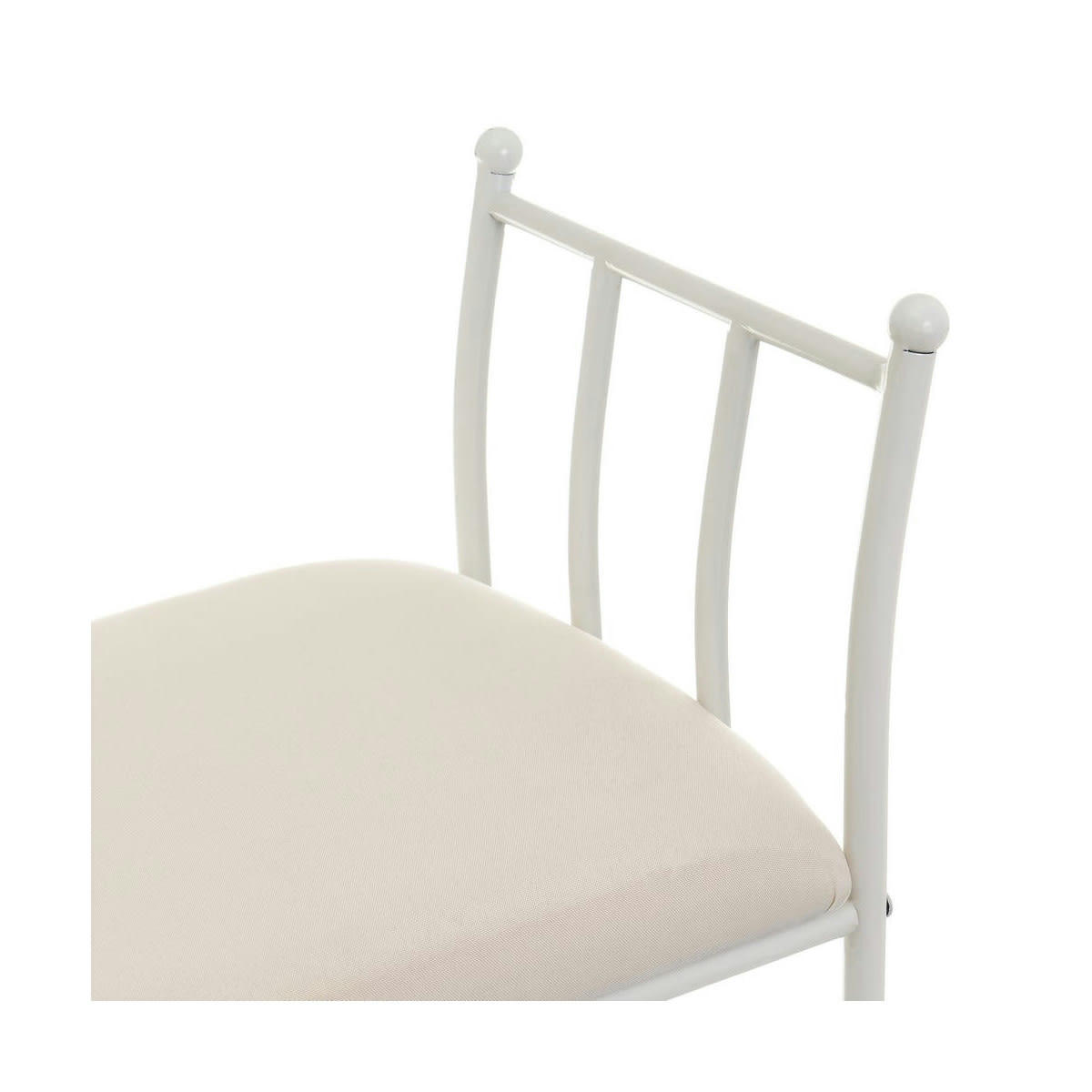 - Banquette en métal blanc et assise rembourrée coton beige 68x30x64cm