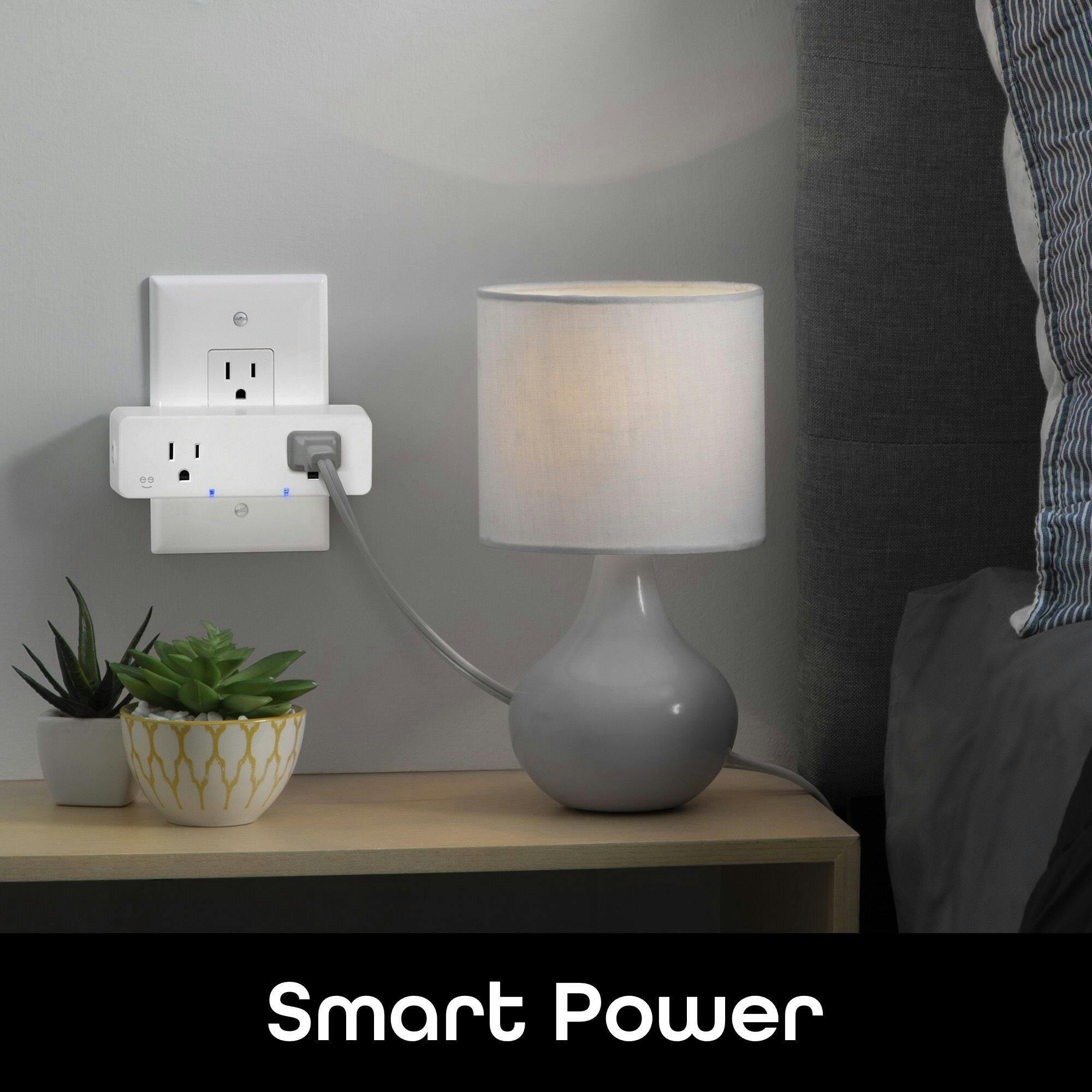 Geeni Indoor Switch Duo Wifi Smart Plug, 2-Outlets, Compatible with Alexa and Google Assistant, White