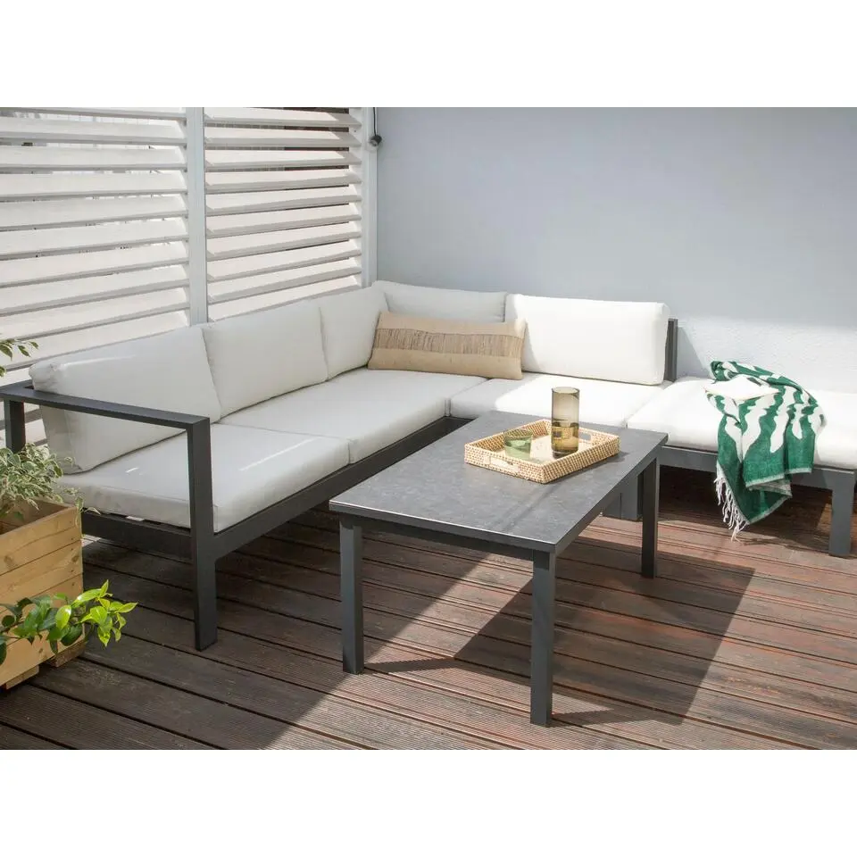 MESSINA - Loungeset voor 5 - Zwart/Wit - Aluminium