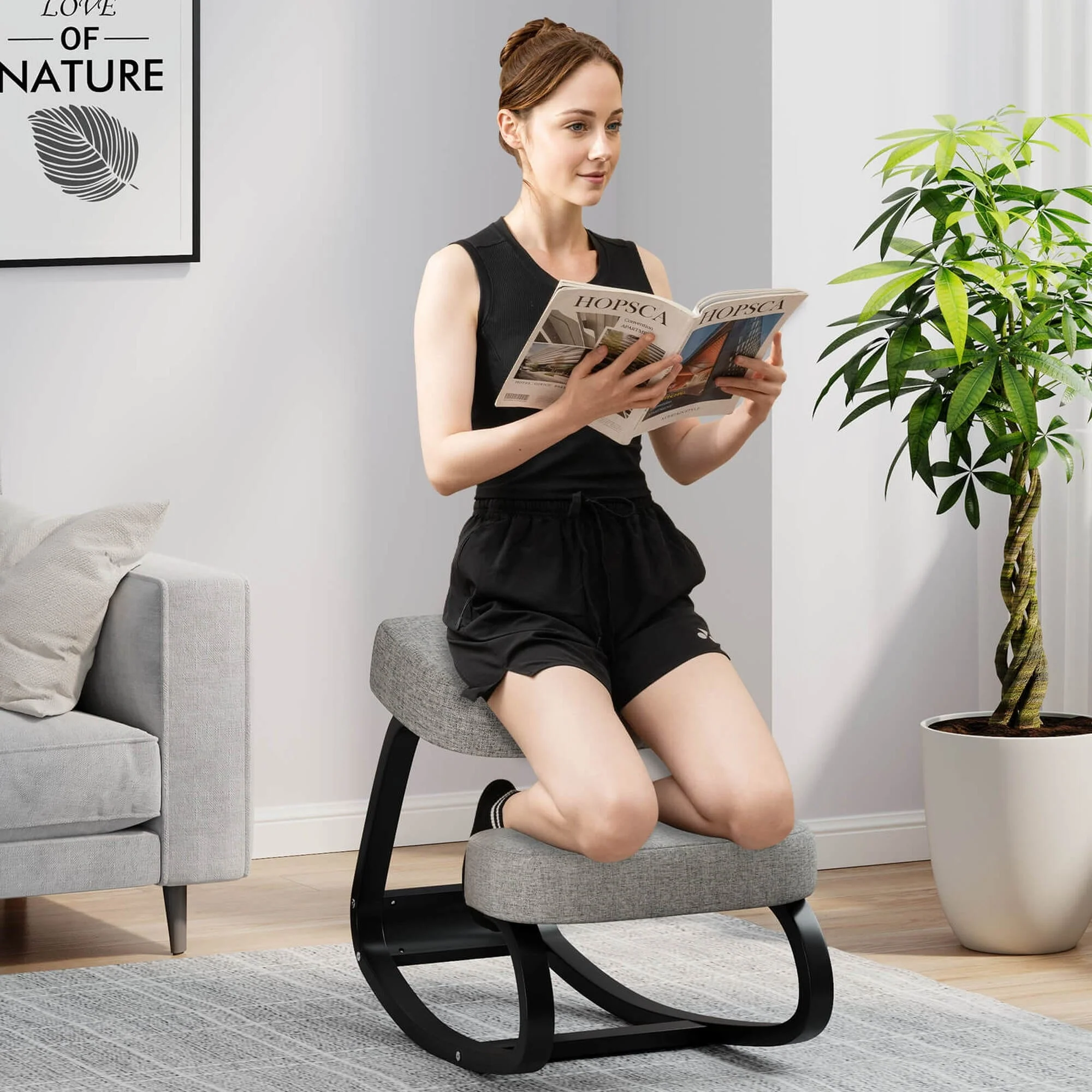 Costway Rocking Kneeling Chair Ergonomic Posture Correcting Back Pain - See Details