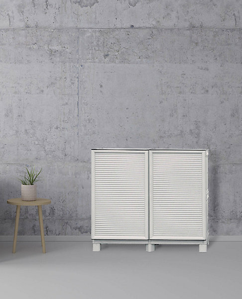 Armoire d'extérieur Waremme, Mobilier d'extérieur, Armoire de balcon polyvalente, Armoire d'extérieur, Gris clair, 100x39h92 cm