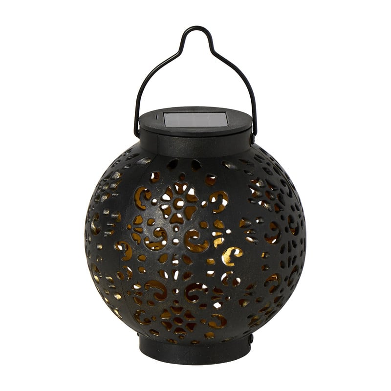 Solar lantaarn barok - zwart/goud - &Oslash;9x9.5 cm