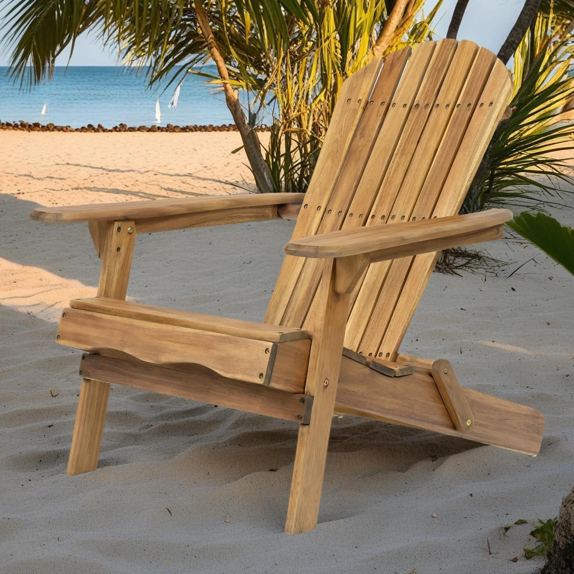 Rustic Outdoor Acacia Wood Foldable Adirondack Chairs
