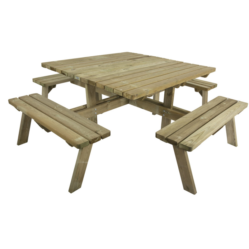 Table de jardin pique-nique carrée 228,5 x 228,5 x 71 cm SOLID