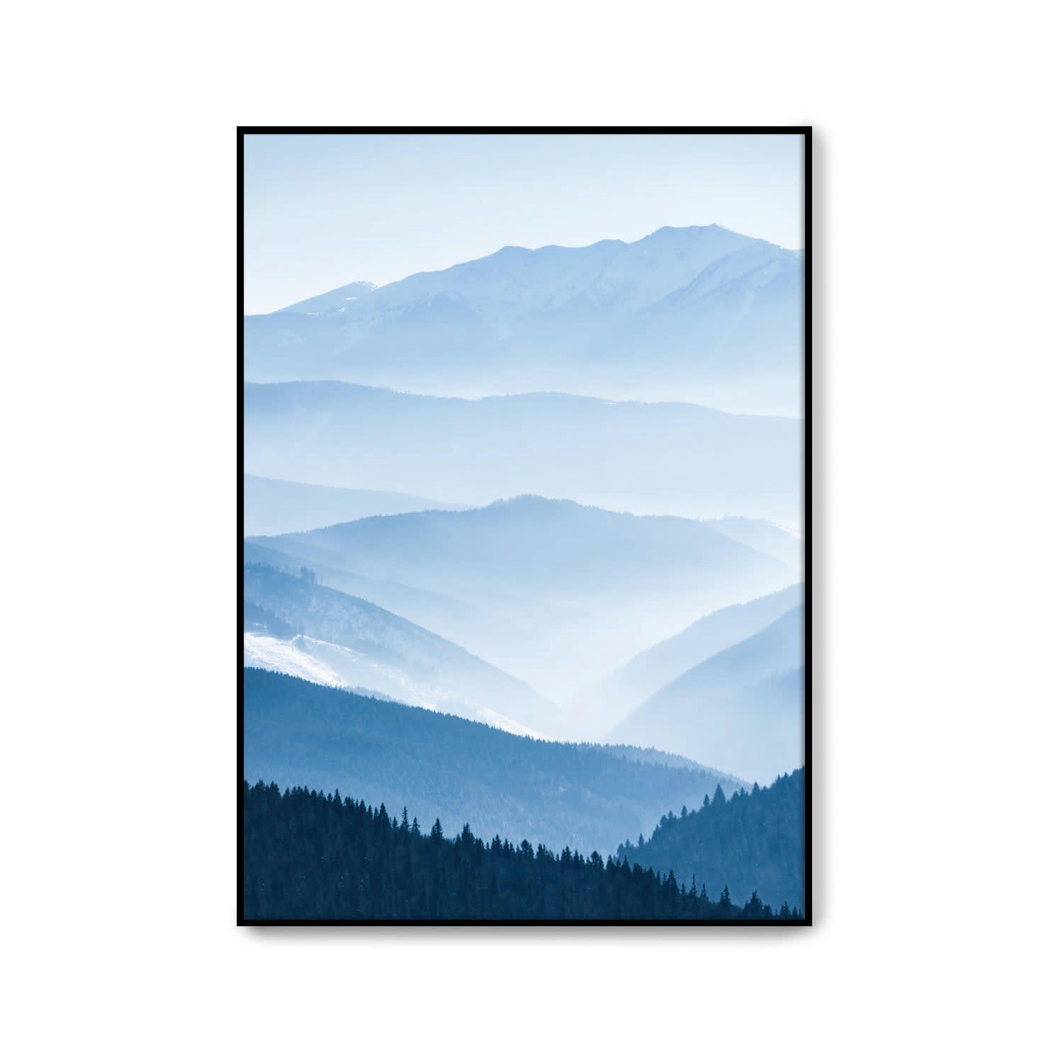 MONTAÑA - Affiche avec cadre noir - Paysage avec Blue Mountains - 30x40